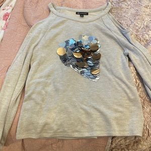 INC cold shoulder bling heart sweatshirt.